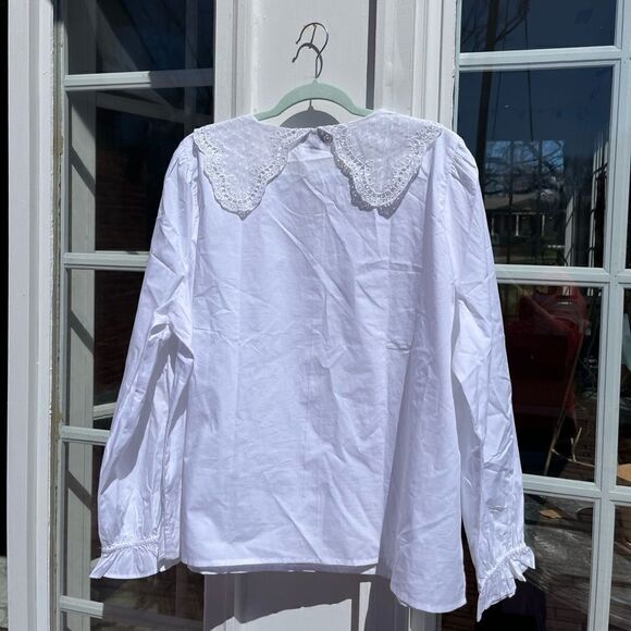 J Crew Lace Collar Poplin Cotton Top NWT - Picture 11 of 14